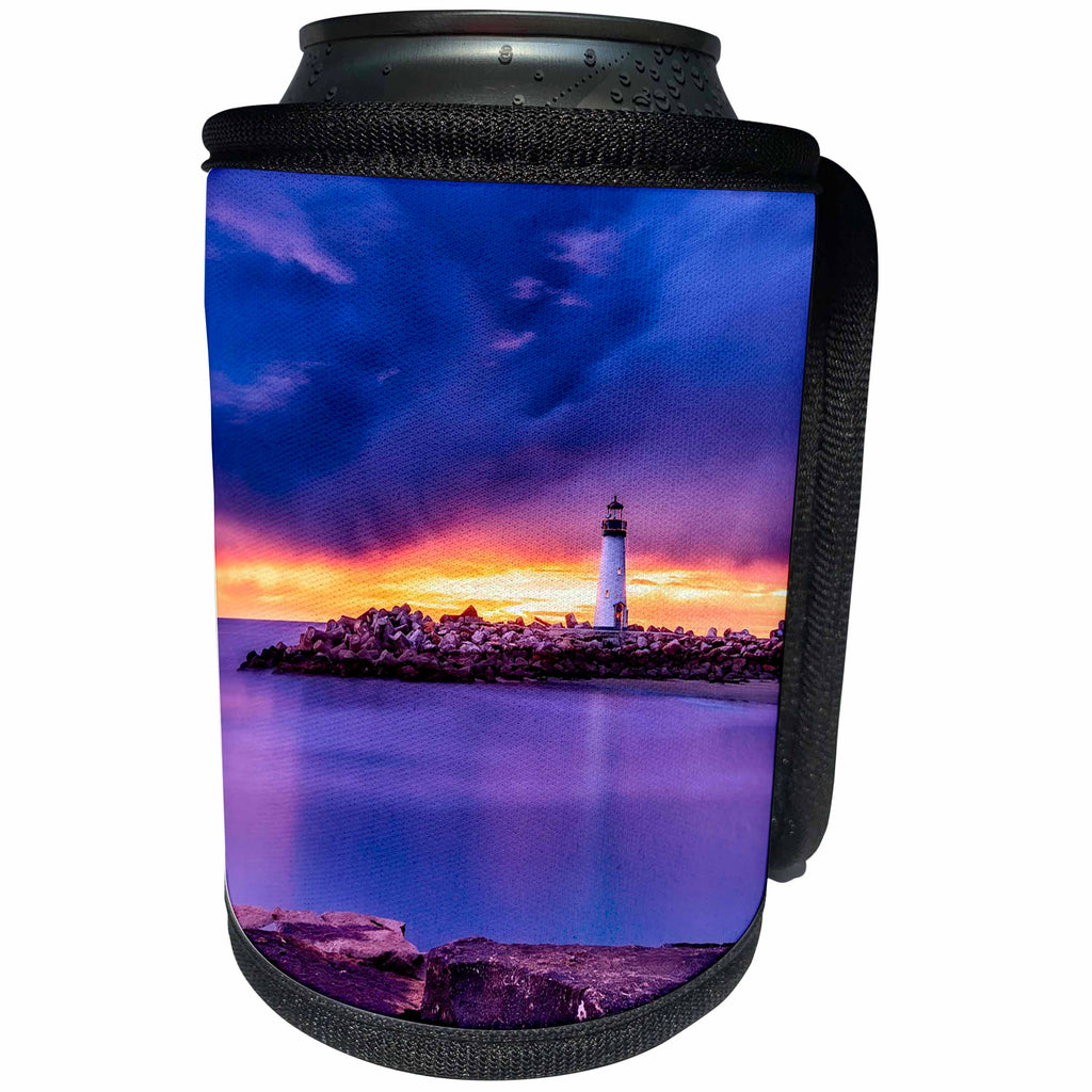 3dRose Sven Herkenrath Nature - Lighthouse in a Beautiful Purple Landscape - Can Cooler Bottle Wrap (cc_256767)