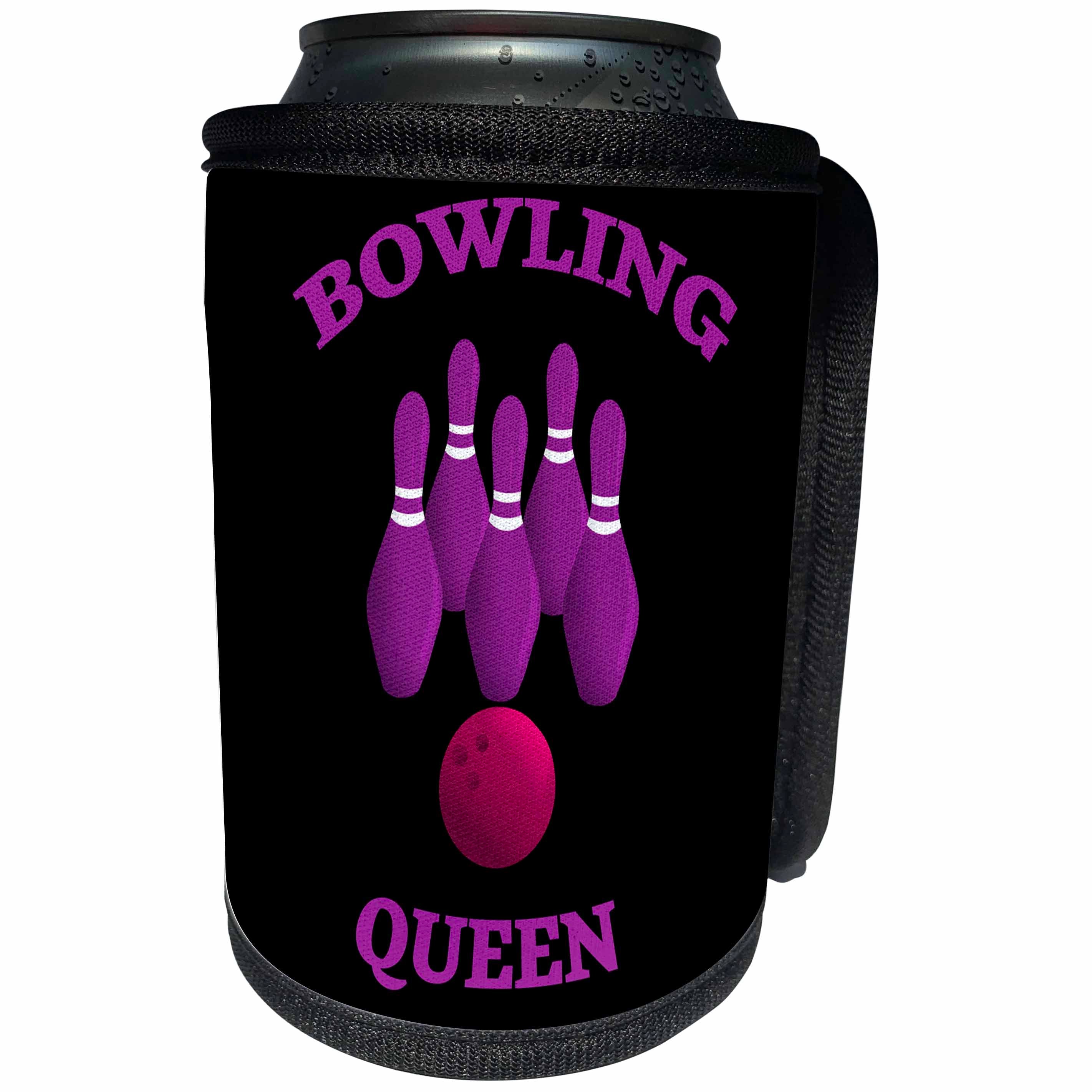 3dRose Sven Herkenrath Sport - Bowling Queen with Purple Background for Girls - Can Cooler Bottle Wrap (cc_256778)