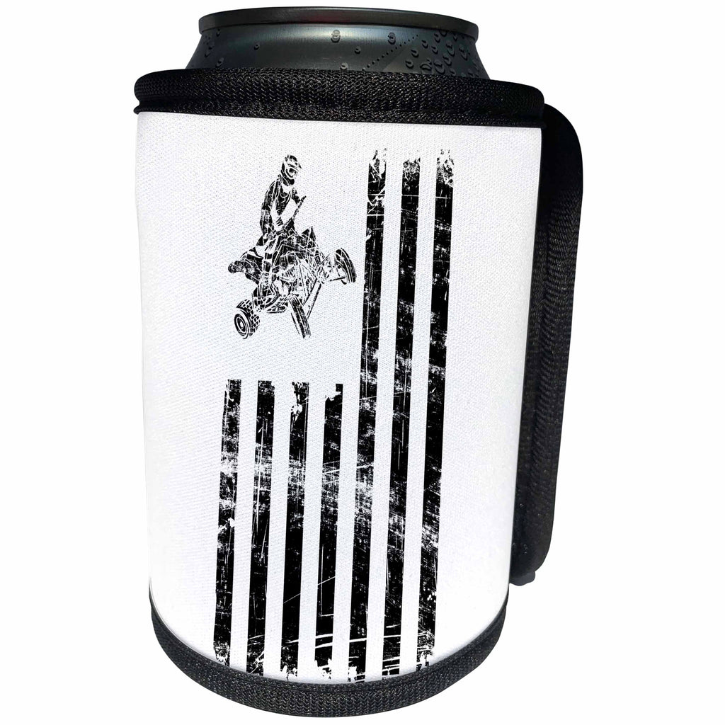 3dRose Carsten Reisinger - Illustrations - American Flag cool ATV Four Wheeler Quad Bike - Can Cooler Bottle Wrap (cc_256786)