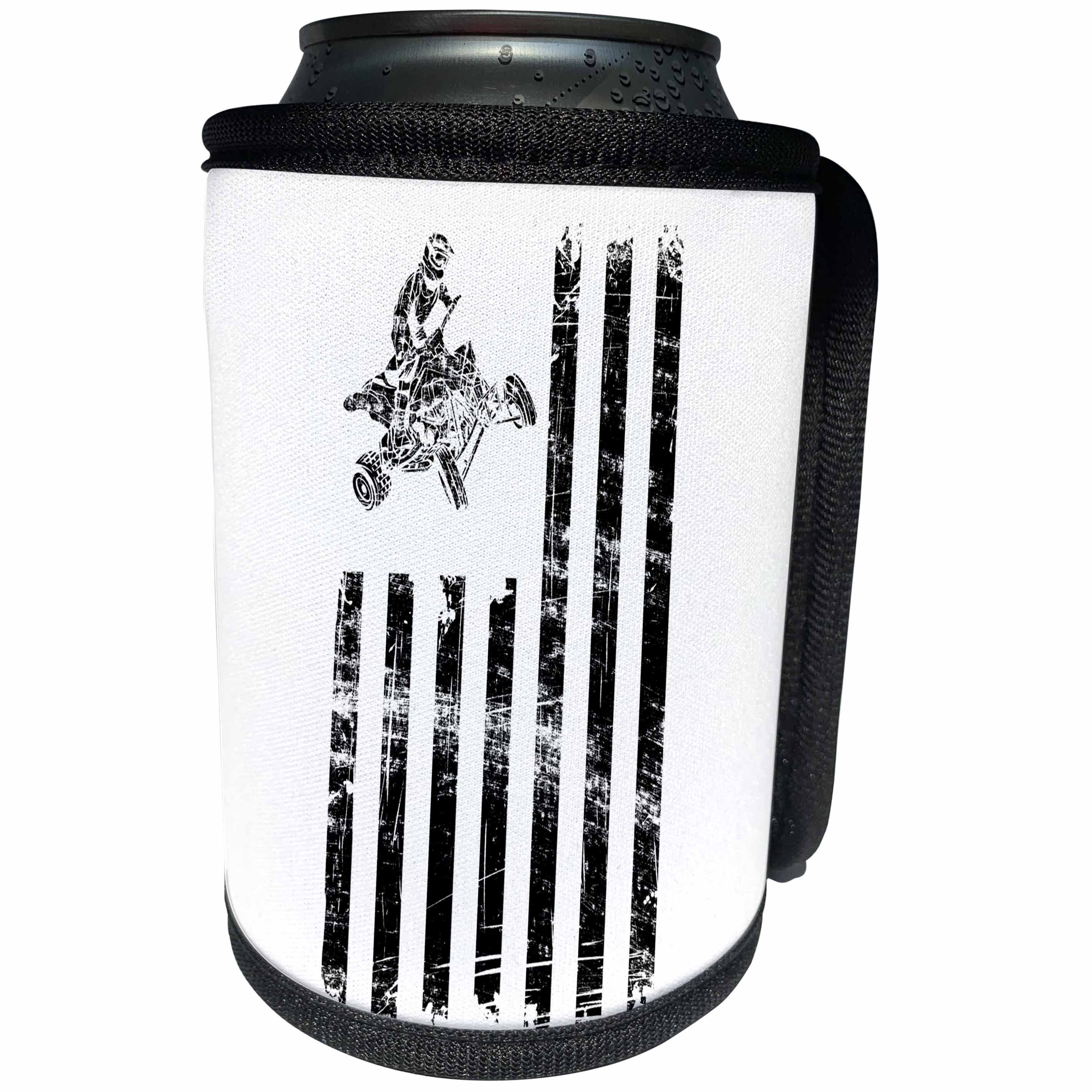 3dRose Carsten Reisinger - Illustrations - American Flag cool ATV Four Wheeler Quad Bike - Can Cooler Bottle Wrap (cc_256786)