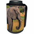 3dRose Danita Delimont - Elephants - Botswana. Okavango. Khwai Concession. Profile of Elephant grazing. - Can Cooler Bottle Wrap (cc_256867)