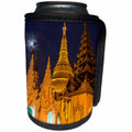 3dRose Danita Delimont - Temples - Myanmar, Yangon. Golden stupa and temples of Shwedagon Pagoda at night - Can Cooler Bottle Wrap (cc_257054)