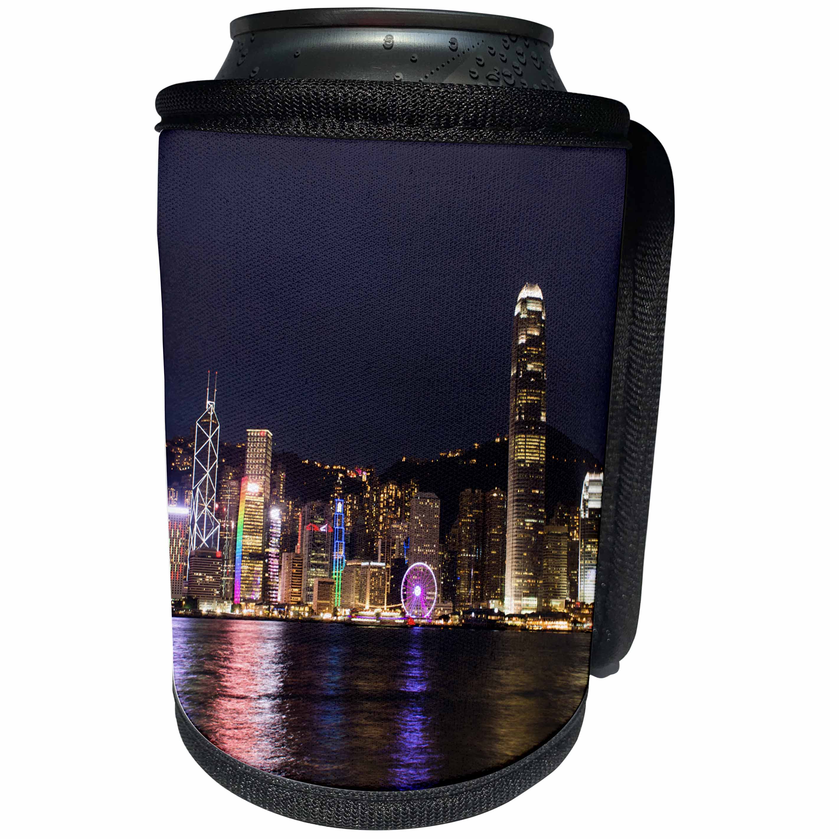 3dRose Danita Delimont - Cities - Skyline harbor with reflections on water, Hong Kong, China - Can Cooler Bottle Wrap (cc_257060)