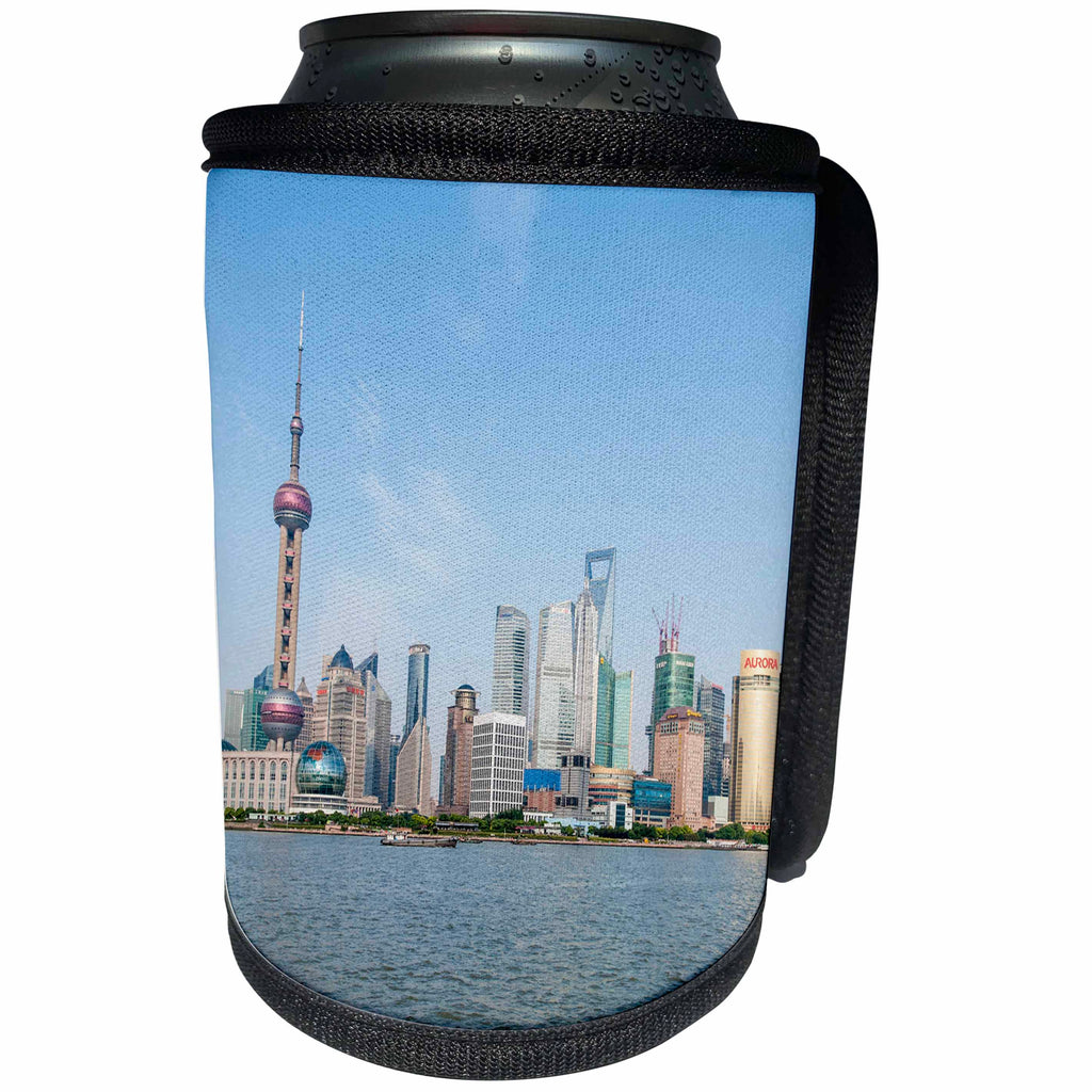3dRose Danita Delimont - Cities - Pearl Tower over Pudong skyline and Huangpu River, Shanghai, China - Can Cooler Bottle Wrap (cc_257065)