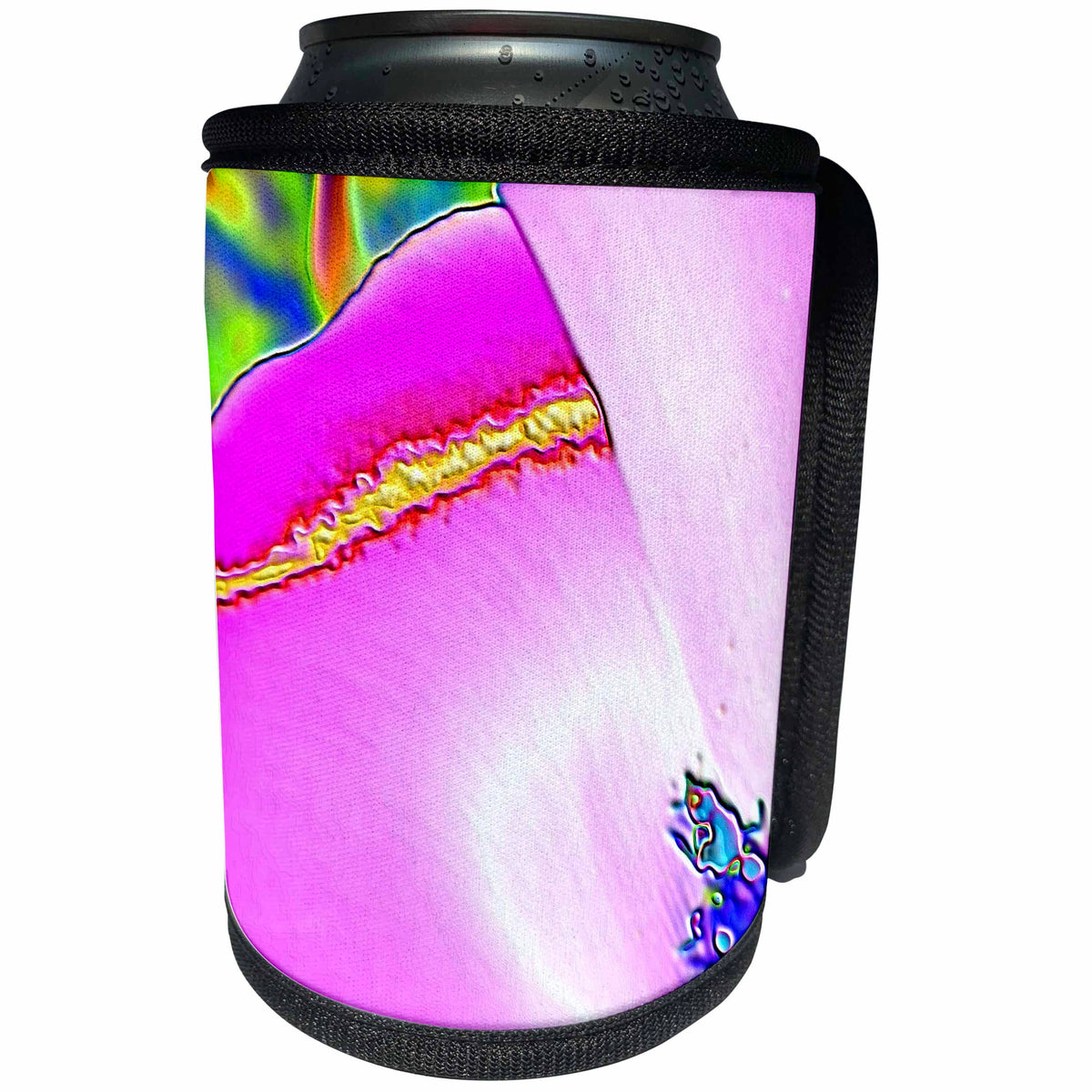 3dRose Patricia Sanders Flowers - Pink Floral Ladybug Art - Can Cooler Bottle Wrap (cc_25709)