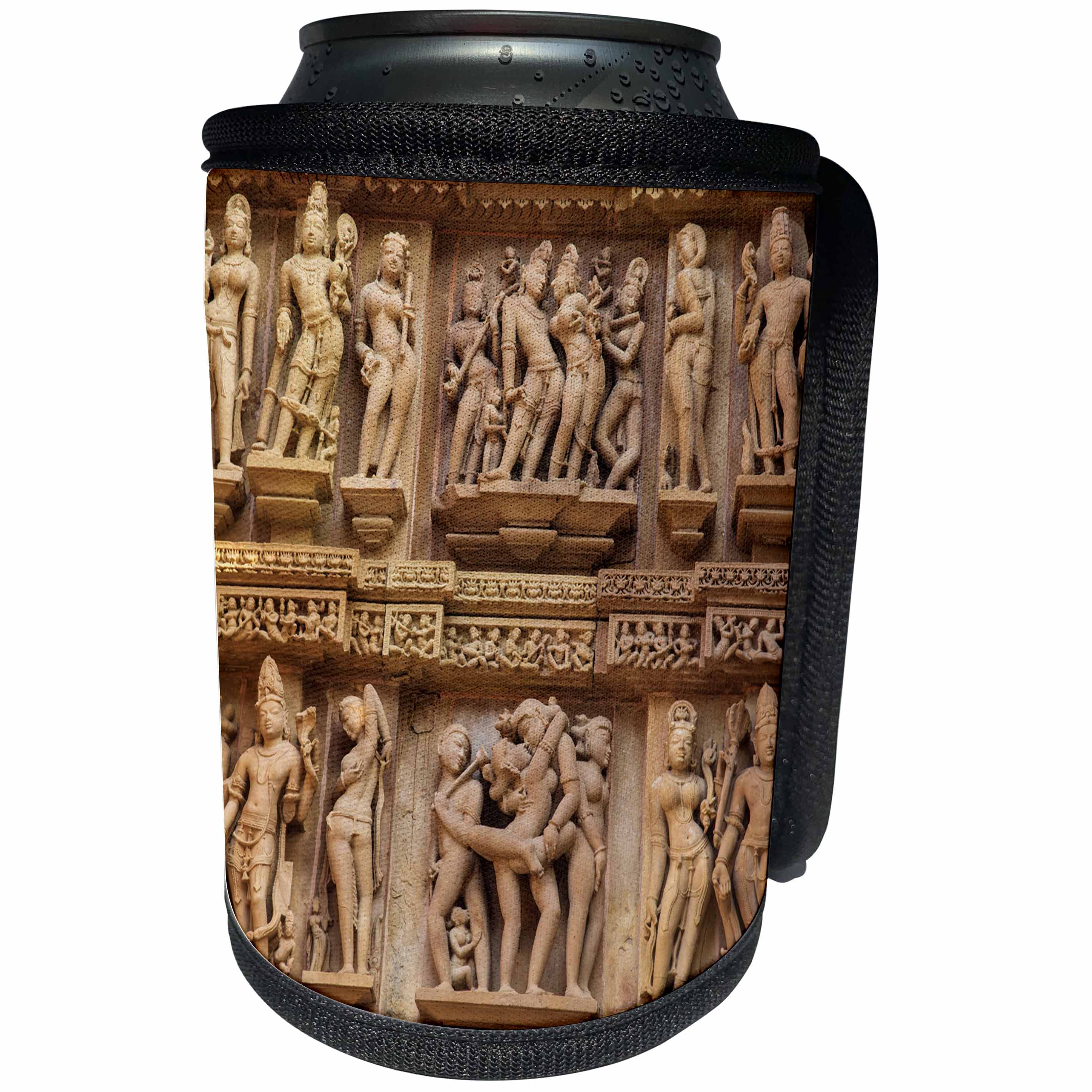 3dRose Danita Delimont - Temples - Erotic carvings of Khajuraho, Madhya Pradesh, India. - Can Cooler Bottle Wrap (cc_257183)
