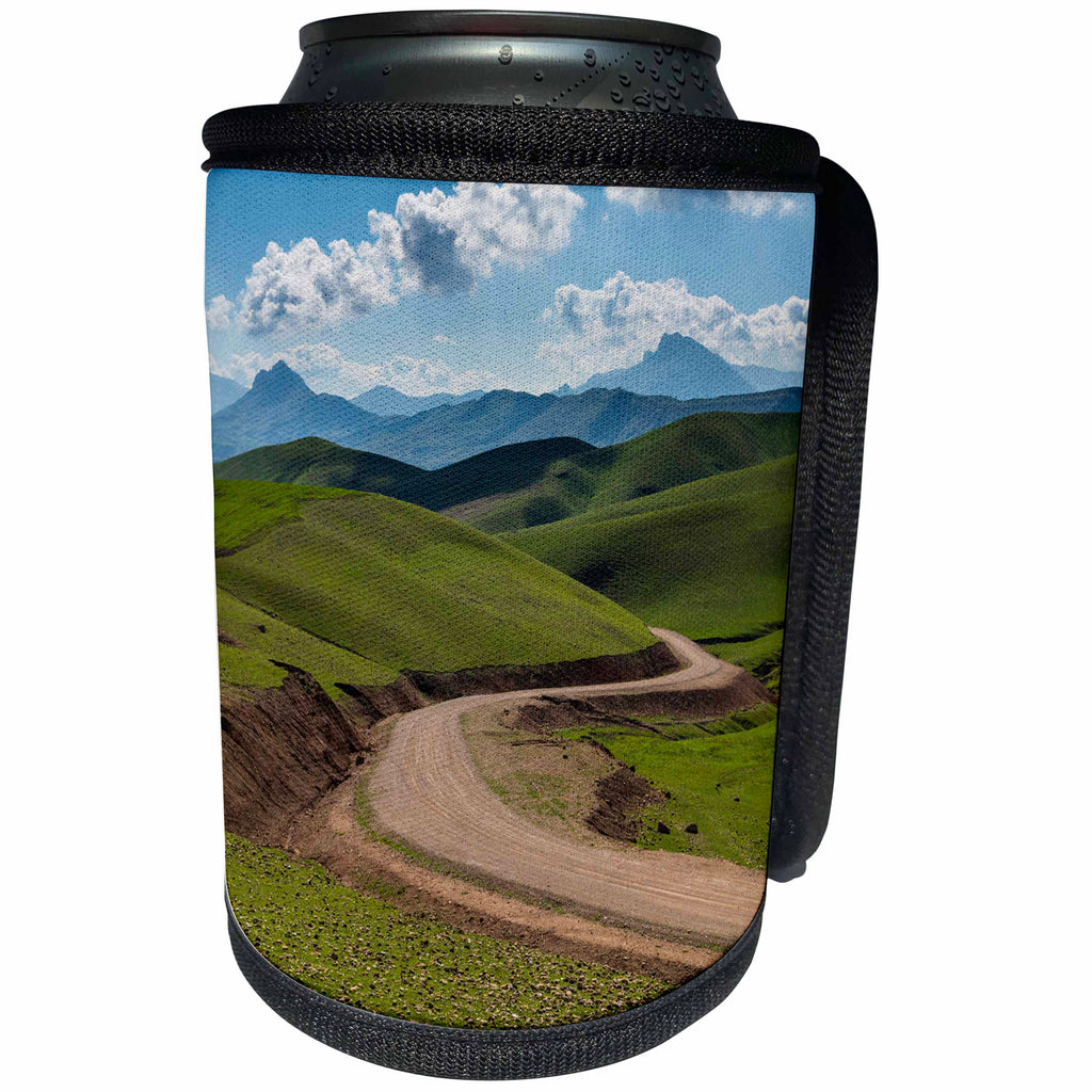 3dRose Danita Delimont - Roads - Road leading through the landscape bordering Iran, Iraq, Kurdistan - Can Cooler Bottle Wrap (cc_257194)