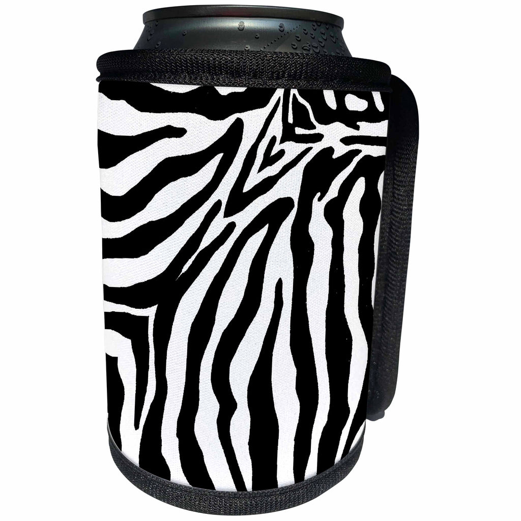 3dRose Patricia Sanders Creations - Black and White Zebra Print II - Can Cooler Bottle Wrap (cc_25741)