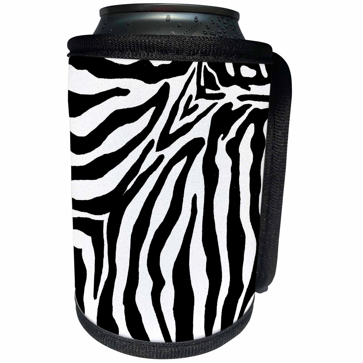 3dRose Patricia Sanders Creations - Black and White Zebra Print II - Can Cooler Bottle Wrap (cc_25741)