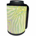 3dRose Patricia Sanders Creations - Yellow and Green Pastel Zebra Print - Can Cooler Bottle Wrap (cc_25745)