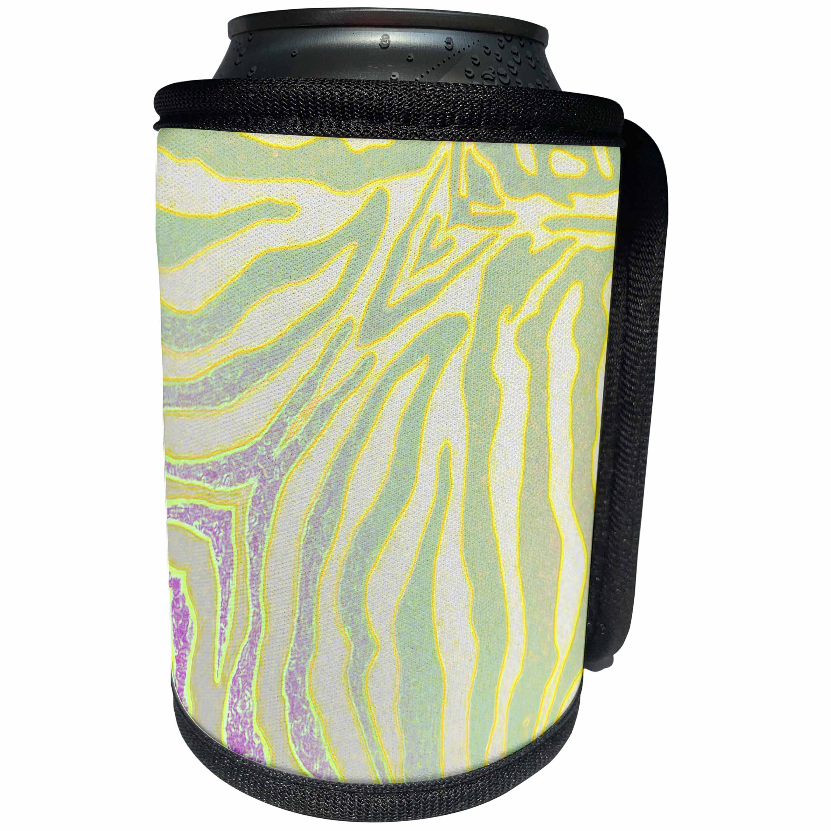 3dRose Patricia Sanders Creations - Yellow and Green Pastel Zebra Print - Can Cooler Bottle Wrap (cc_25745)