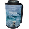 3dRose Danita Delimont - Bears - Canada, Nunavut Territory, Repulse Bay, Polar Bear near icebergs. - Can Cooler Bottle Wrap (cc_257552)