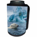 3dRose Danita Delimont - Bears - Canada, Nunavut, Repulse Bay, Polar Bear swimming past icebergs. - Can Cooler Bottle Wrap (cc_257553)