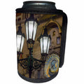 3dRose Danita Delimont - Lamps - Czech Republic, Prague. Street lamp and Astronomical Clock at night. - Can Cooler Bottle Wrap (cc_257567)