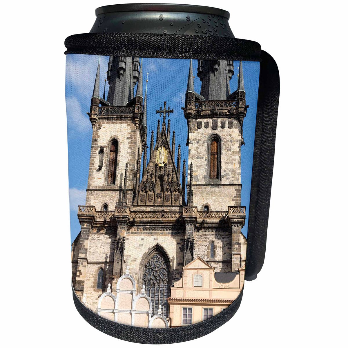 3dRose Danita Delimont - Churches - Europe, Czech Republic, Prague. Tyn Church spires close-up. - Can Cooler Bottle Wrap (cc_257568)