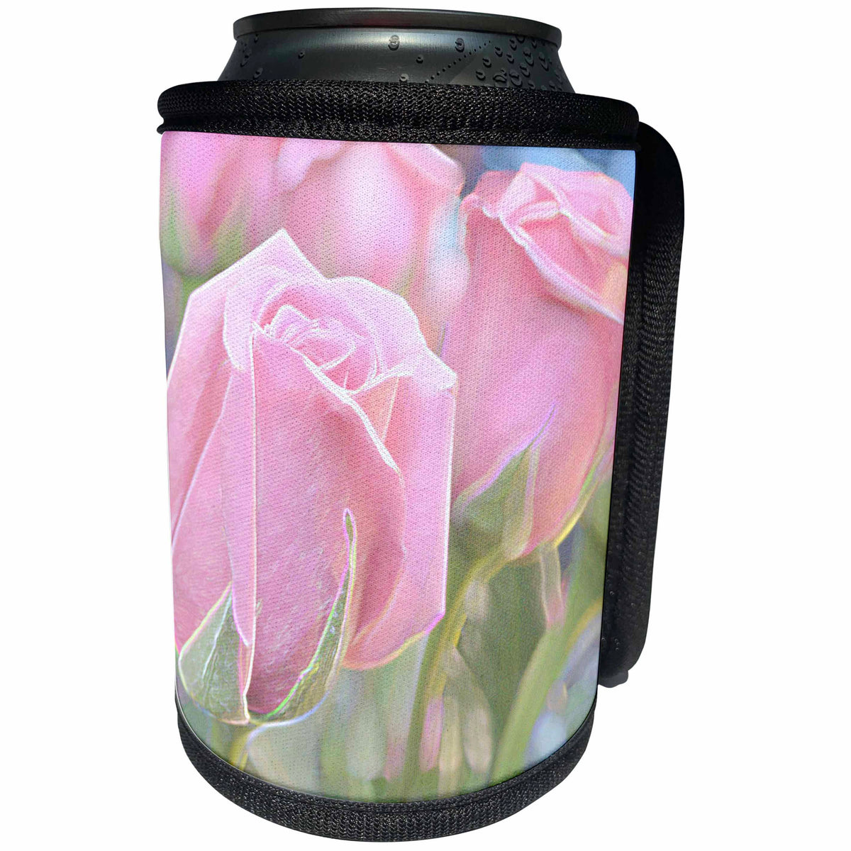 3dRose Patricia Sanders Flowers - Pink Roses Floral Art - Can Cooler Bottle Wrap (cc_25757)