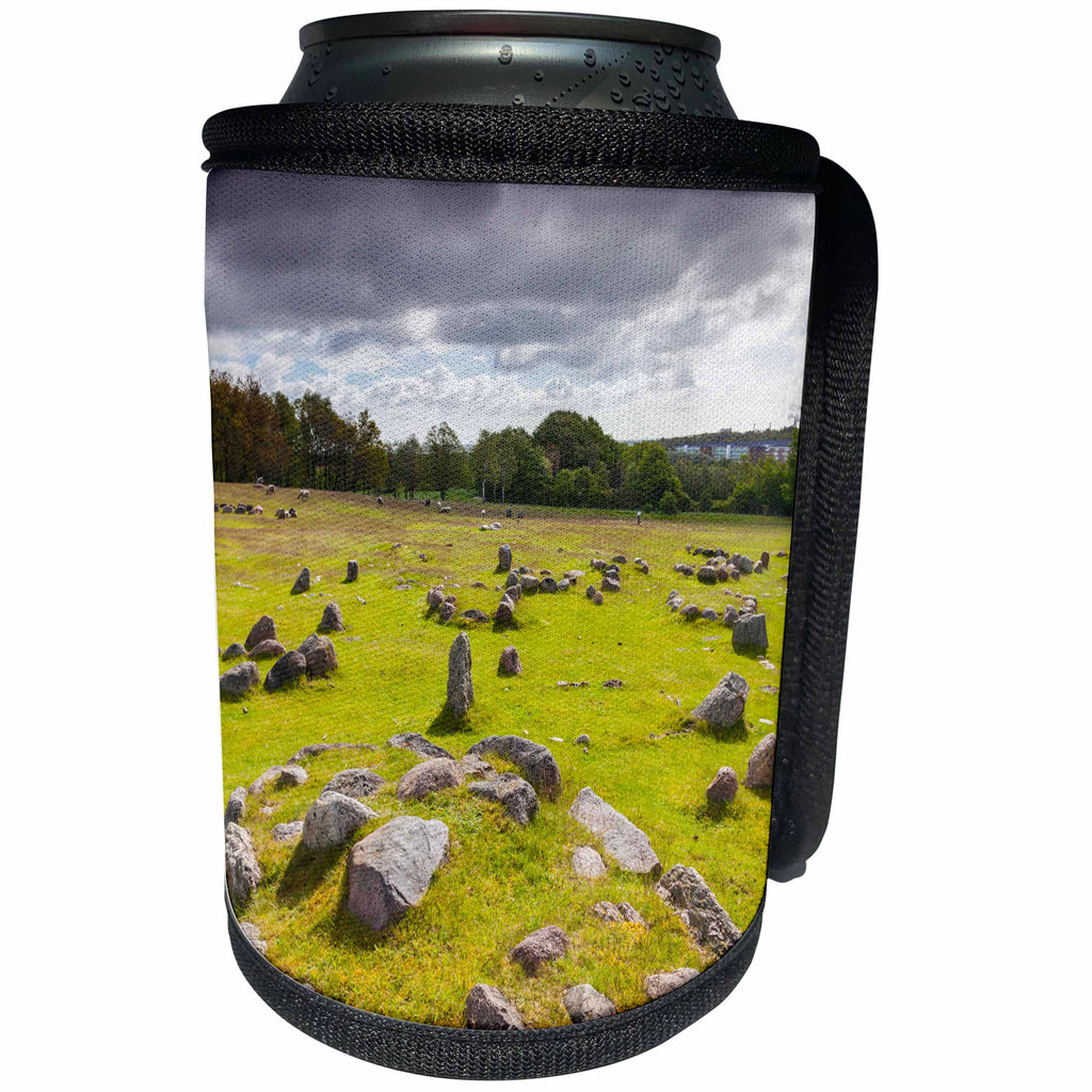 3dRose Danita Delimont - Denmark - Denmark, Jutland, Aalborg-Lindholm, Lindholm Hoje Viking Burial Ground - Can Cooler Bottle Wrap (cc_257583)