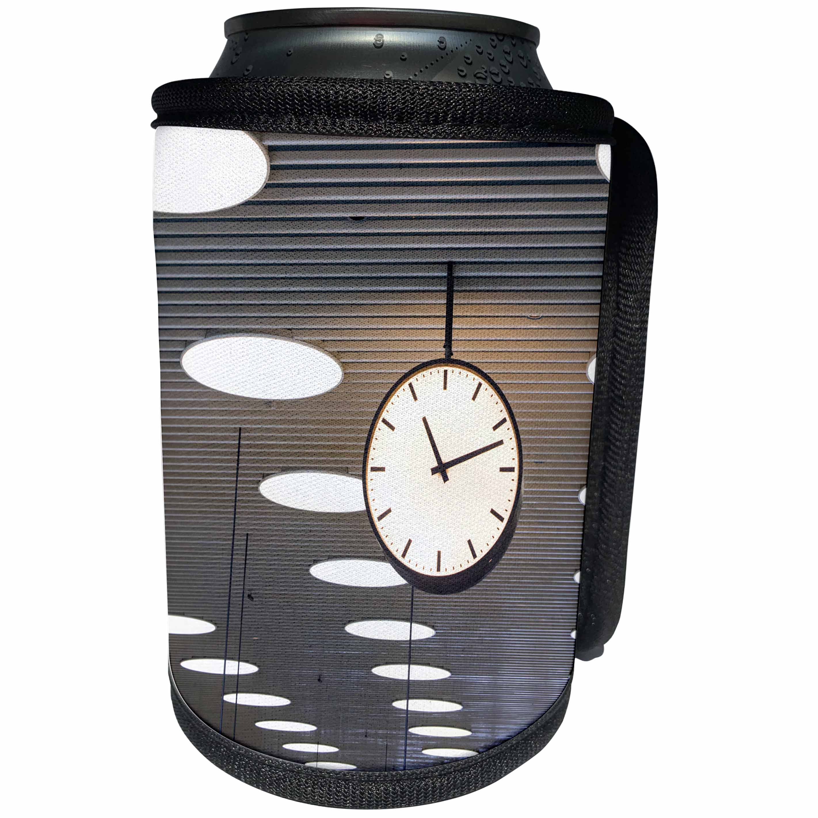 3dRose Danita Delimont - Clocks - Denmark, Zealand, Copenhagen International Airport interior clock. - Can Cooler Bottle Wrap (cc_257611)