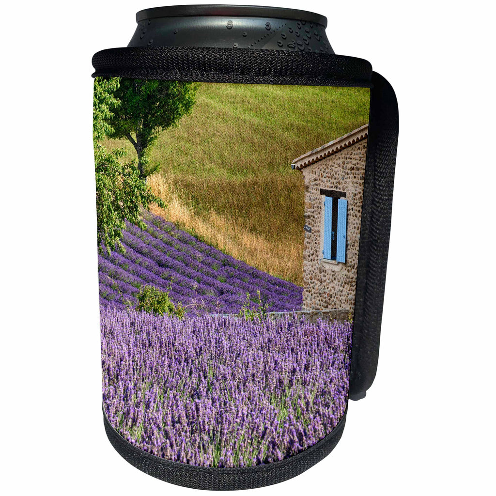 3dRose Danita Delimont - Agriculture - France, Provence. Lavender fields near a home. - Can Cooler Bottle Wrap (cc_257619)