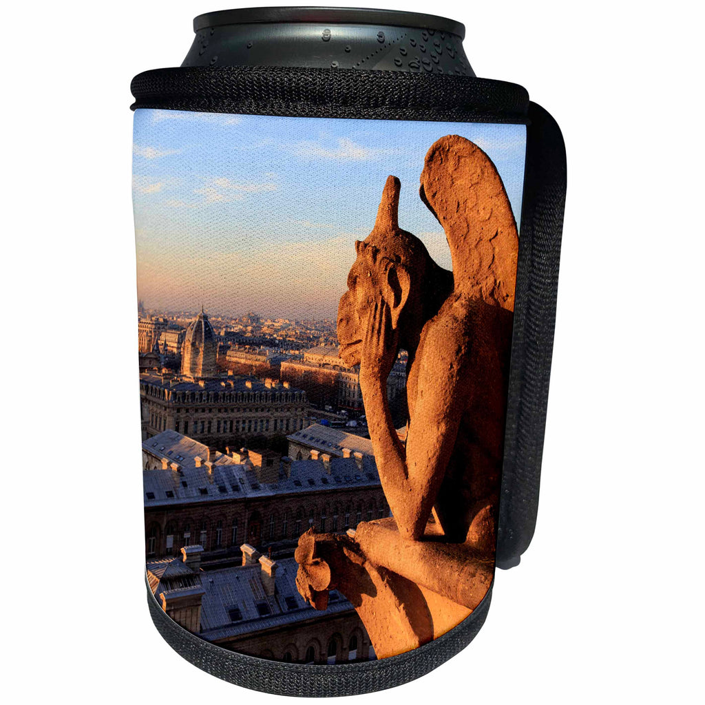 3dRose Danita Delimont - Cities - Notre Dame Cathedral gargoyle looks out across the city, Paris, France - Can Cooler Bottle Wrap (cc_257622)