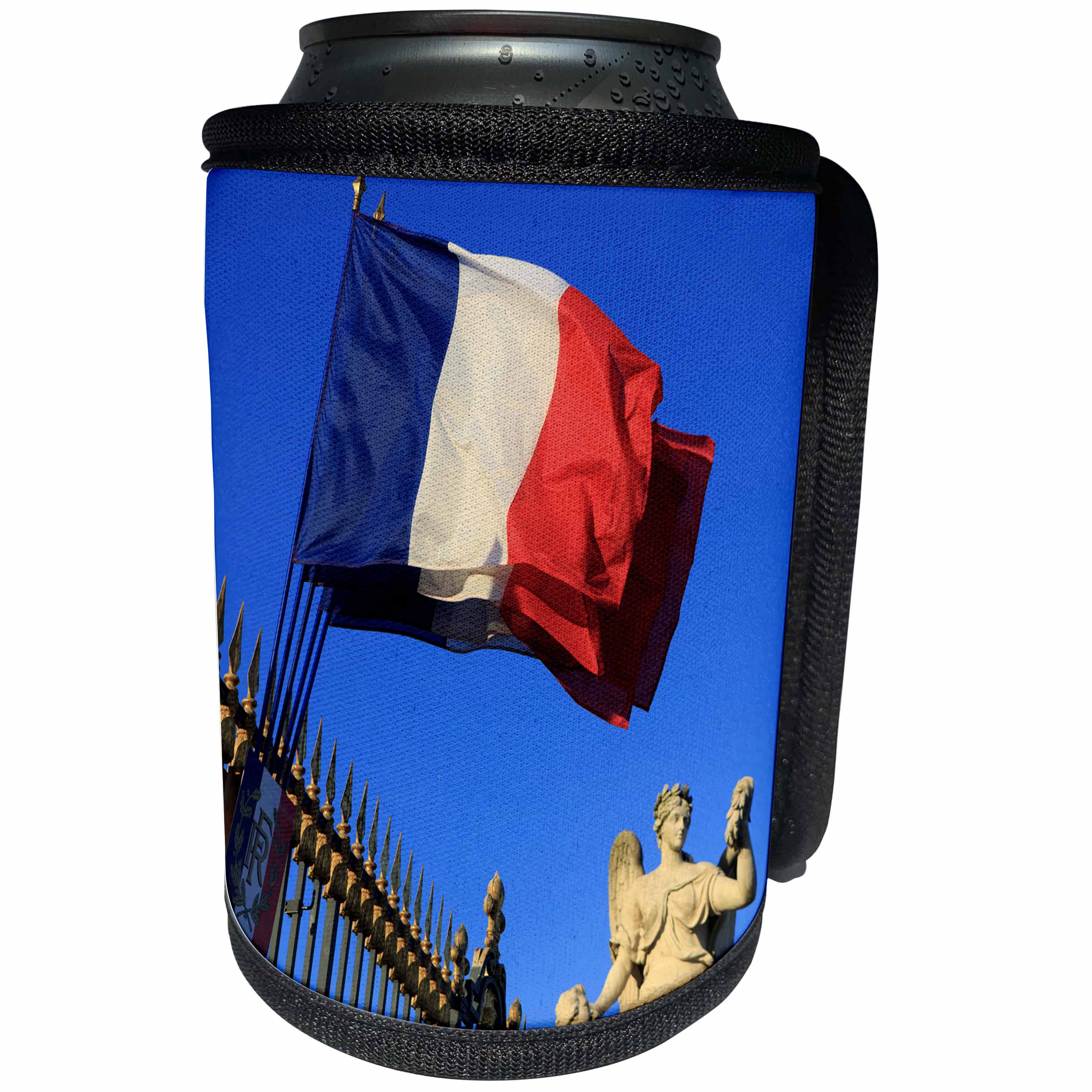 3dRose Danita Delimont - Flags - An angel statue and Flag at the Chateau Versailles, Versailles, France - Can Cooler Bottle Wrap (cc_257624)