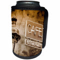 3dRose Danita Delimont - France - Cafe sign and lamp post, Paris, France - Can Cooler Bottle Wrap (cc_257632)