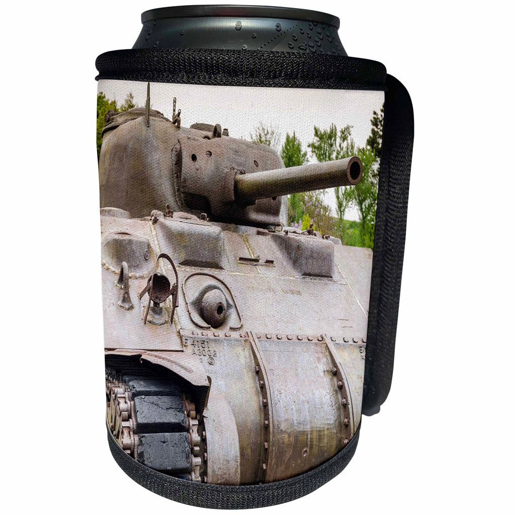 3dRose Danita Delimont - Weapons - World War II tank at Omaha Beach, Normandy, France - Can Cooler Bottle Wrap (cc_257637)