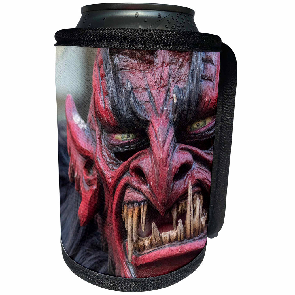 3dRose Danita Delimont - People - Red demon mask close up, Krampuslauf, Munich, Germany - Can Cooler Bottle Wrap (cc_257643)