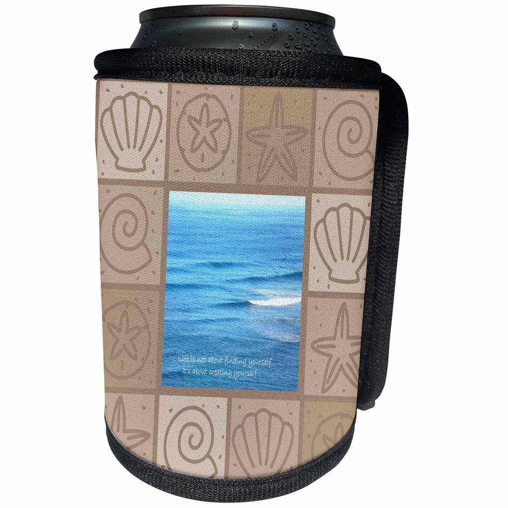 3dRose Patricia Sanders Creations - Seashells and Ocean - Can Cooler Bottle Wrap (cc_25765)