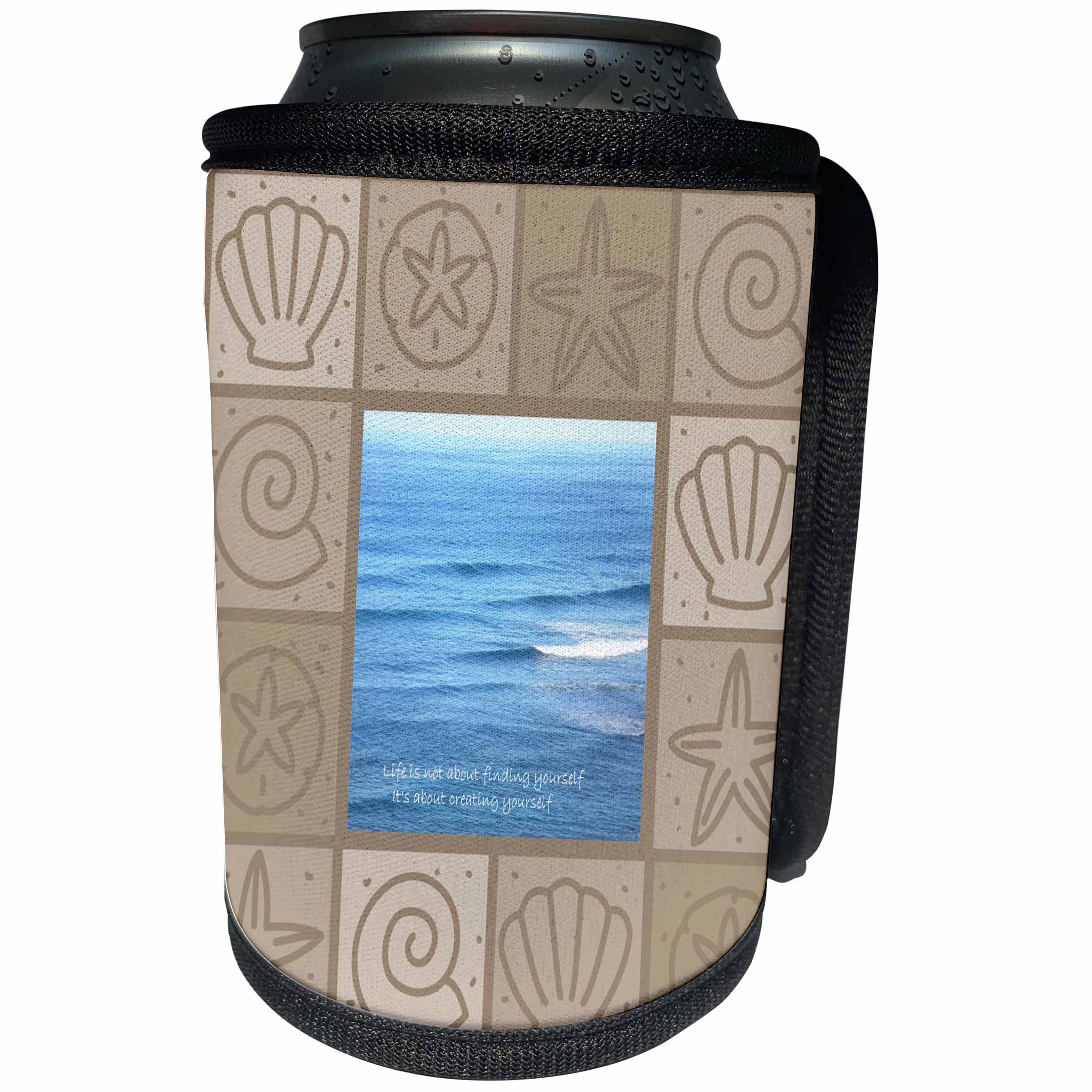 3dRose Patricia Sanders Creations - Seashells and Ocean - Can Cooler Bottle Wrap (cc_25765)