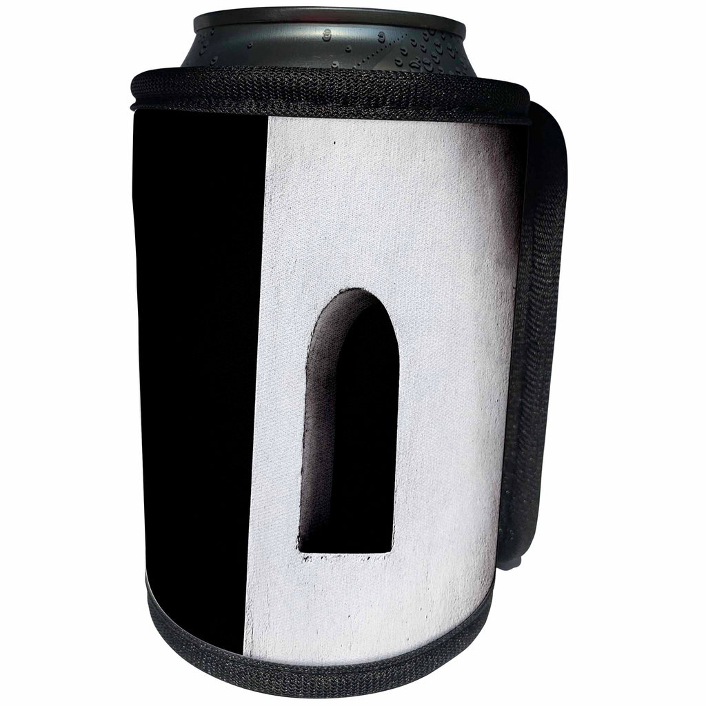 3dRose Danita Delimont - Patterns - Oia, Greece. Santorini. Black and White Stucco Window. - Can Cooler Bottle Wrap (cc_257650)