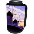 3dRose Danita Delimont - Windmills - Mykonos, Greece. Two Windmills with a pink sunset on the Aegean Sea - Can Cooler Bottle Wrap (cc_257652)