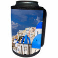 3dRose Danita Delimont - Cities - Blue Roofed Churches in the city. Santorini. Greece. - Can Cooler Bottle Wrap (cc_257655)