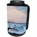 3dRose Danita Delimont - Beaches - Iceland, Jokulsarlon Glacier Lagoon. Waves wash beached icebergs. - Can Cooler Bottle Wrap (cc_257664)