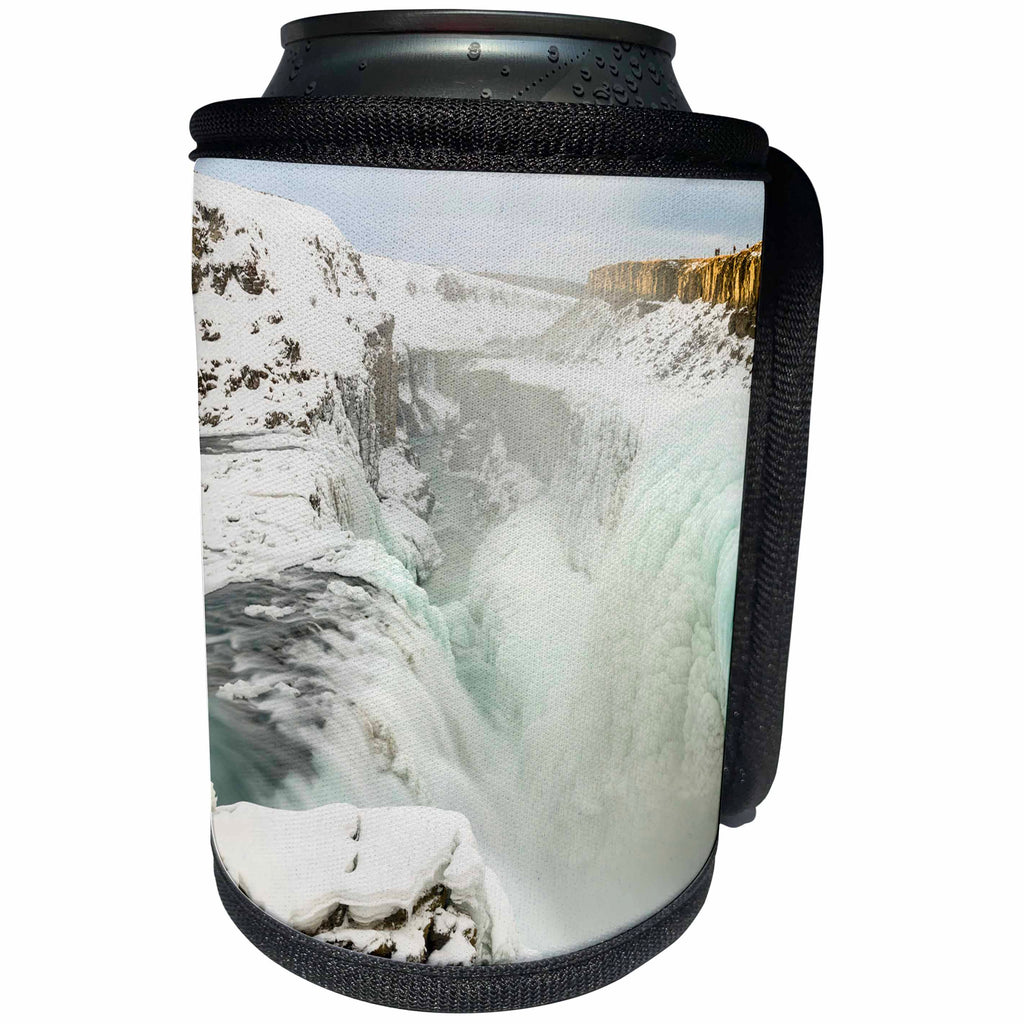 3dRose Danita Delimont - Waterfalls - Gullfoss waterfalls during winter encased in ice, Iceland - Can Cooler Bottle Wrap (cc_257690)