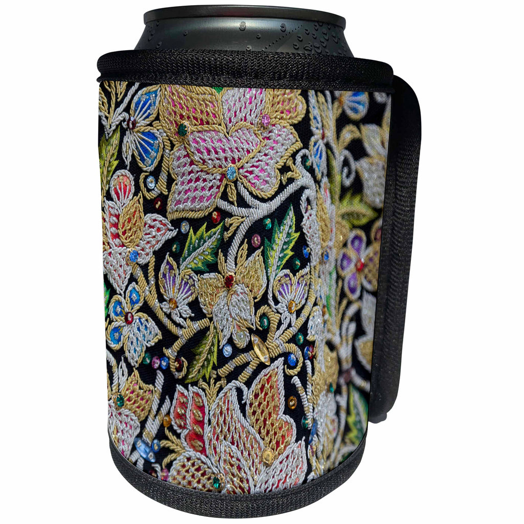 3dRose Danita Delimont - Textiles - Italy, Sardinia, Mamoiada. Close-up of an intricate decorative ribbon. - Can Cooler Bottle Wrap (cc_257708)