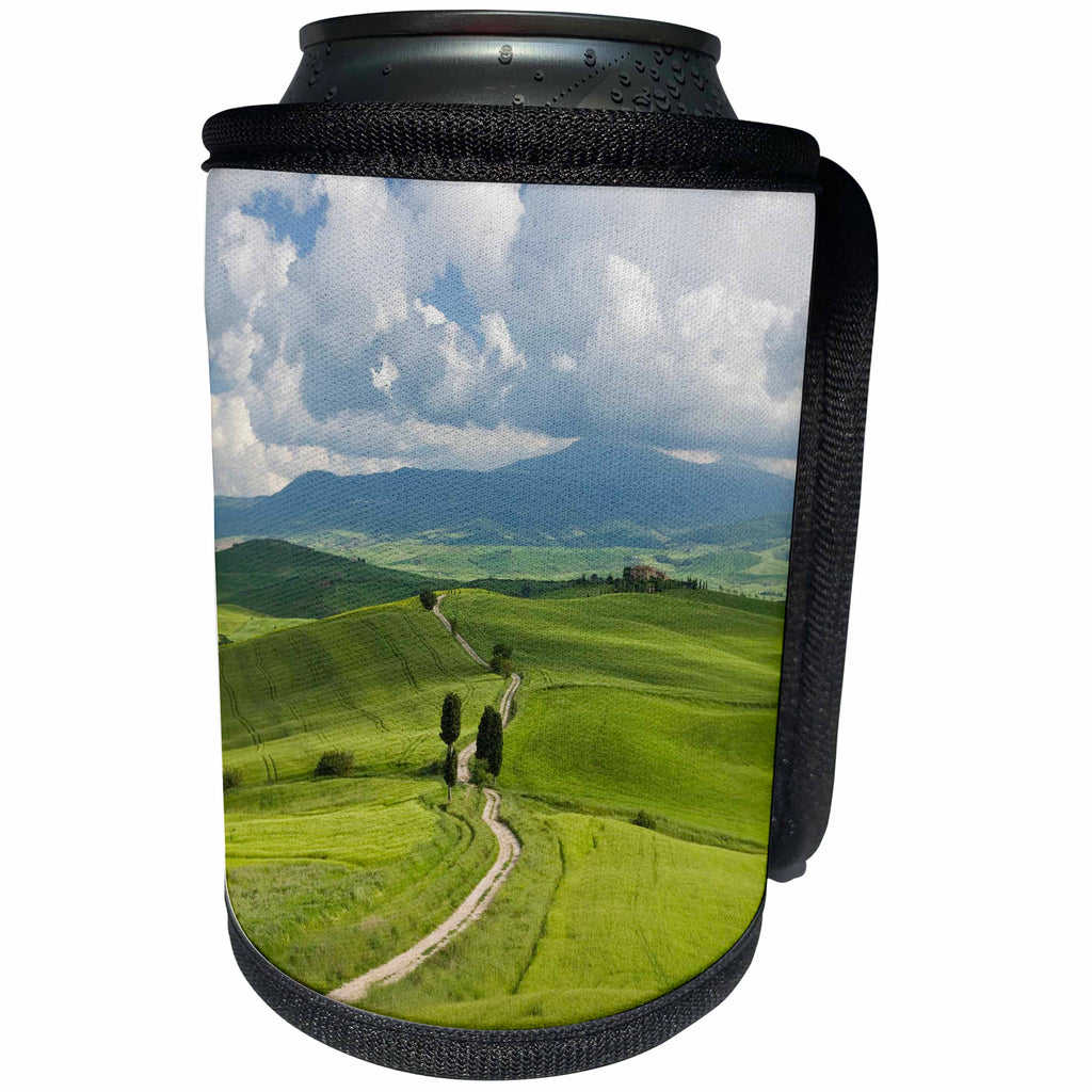 3dRose Danita Delimont - Agriculture - A country road through rolling hills of wheat, Pienza, Tuscany, Italy - Can Cooler Bottle Wrap (cc_257713)