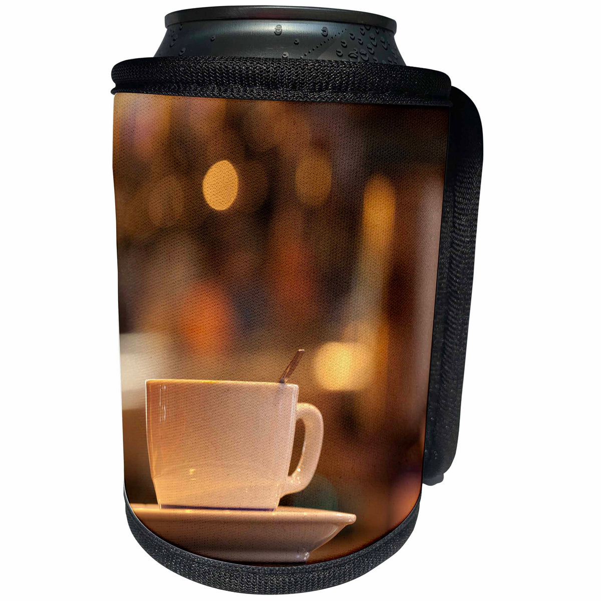 3dRose Danita Delimont - Beverages - Italy, Venice. A cappuccino on the country of a cafe. - Can Cooler Bottle Wrap (cc_257717)