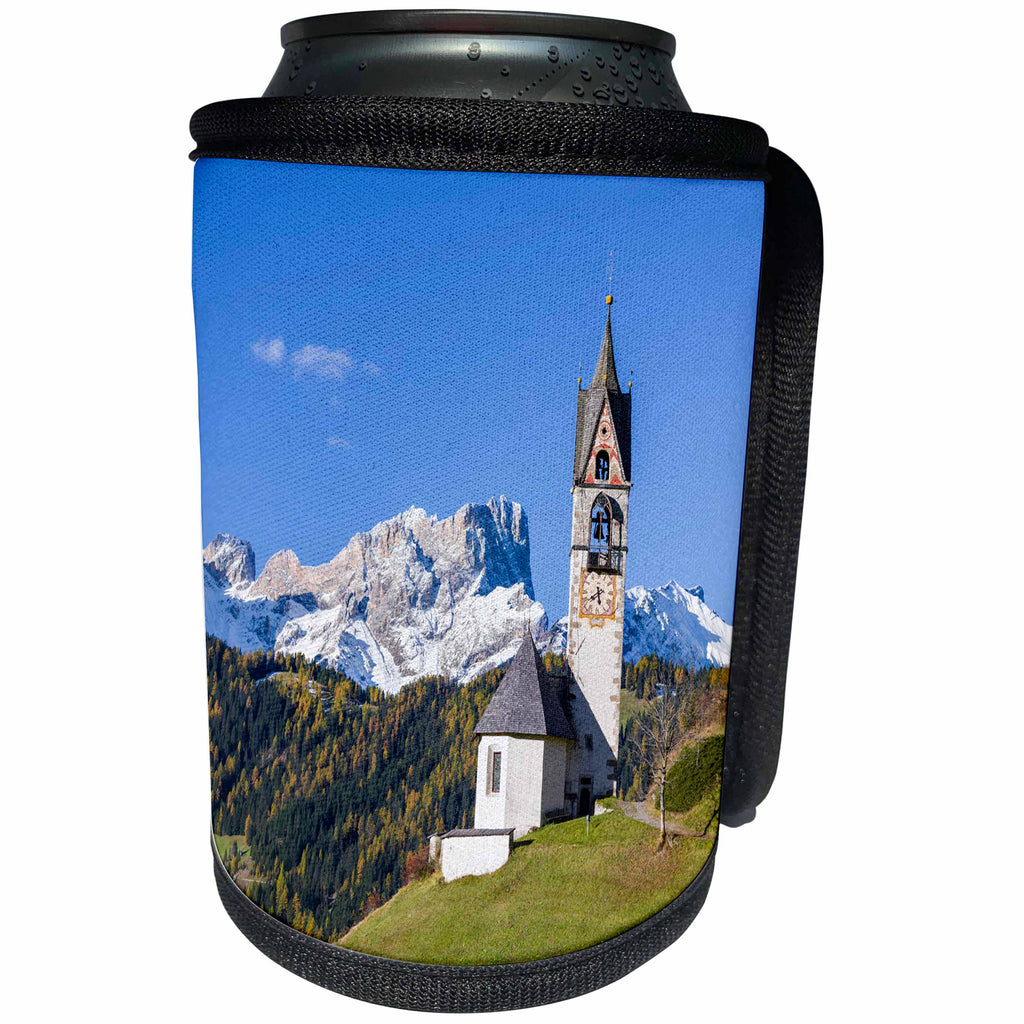 3dRose Danita Delimont - Churches - Chapel Barbarakapelle, Wengen, La Valle, Dolomites, South Tyrol, Italy - Can Cooler Bottle Wrap (cc_257729)