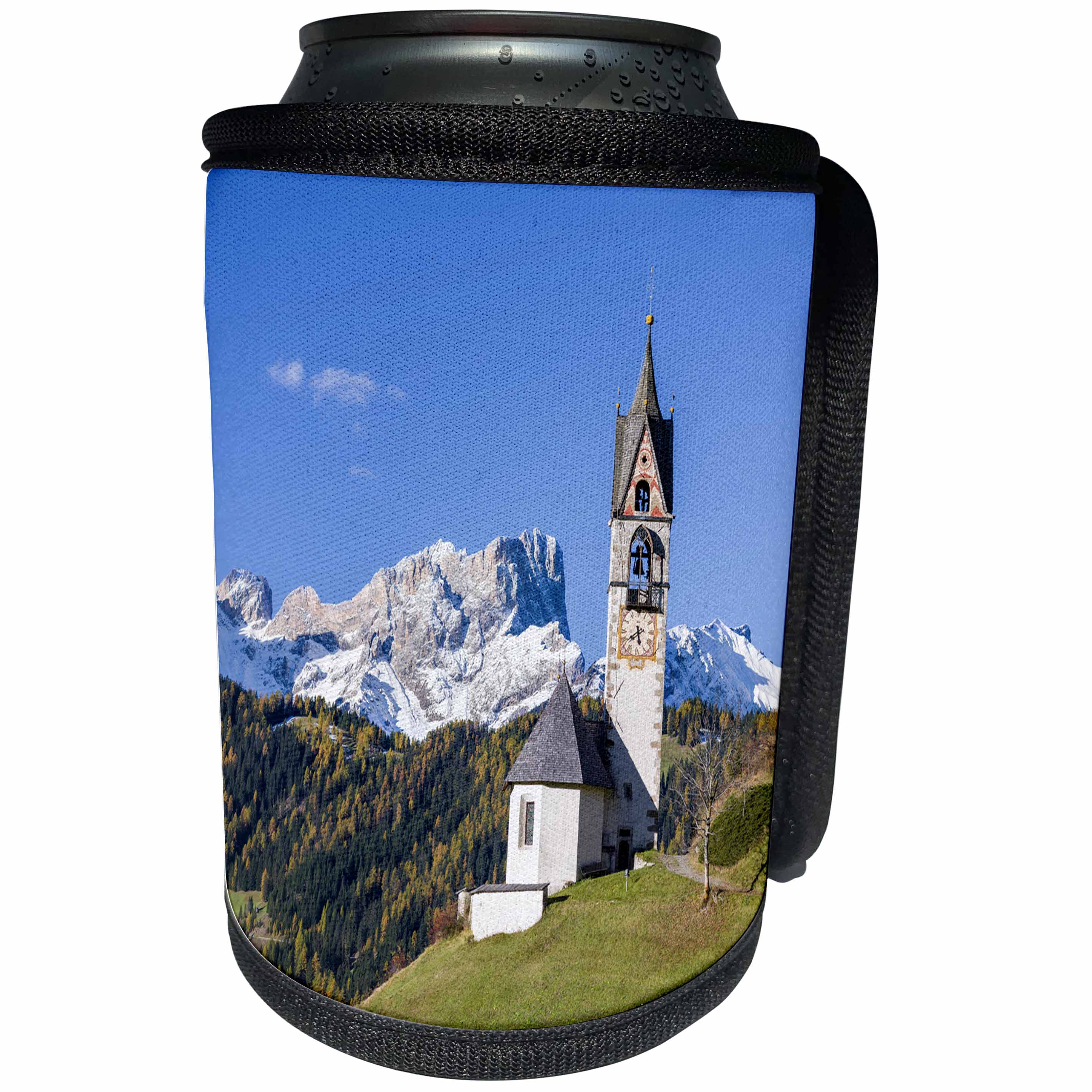 3dRose Danita Delimont - Churches - Chapel Barbarakapelle, Wengen, La Valle, Dolomites, South Tyrol, Italy - Can Cooler Bottle Wrap (cc_257729)