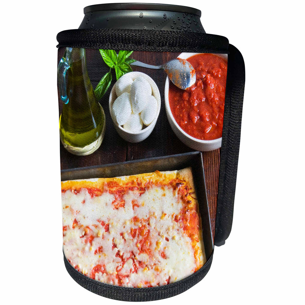 3dRose Danita Delimont - food - Homemade Margherita pizza - Can Cooler Bottle Wrap (cc_257731)