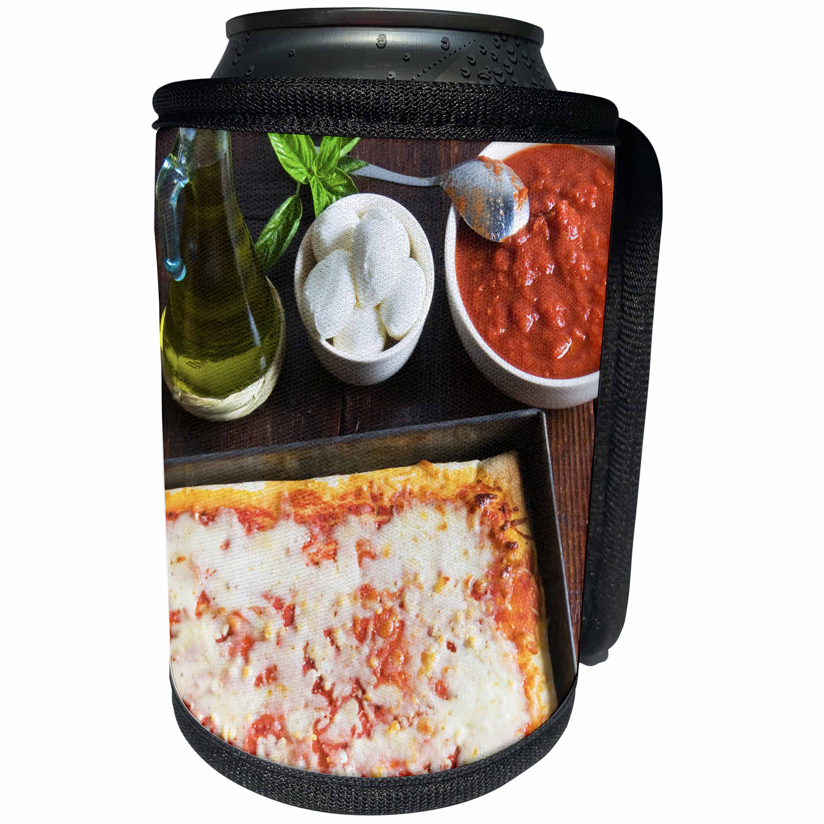 3dRose Danita Delimont - food - Homemade Margherita pizza - Can Cooler Bottle Wrap (cc_257731)