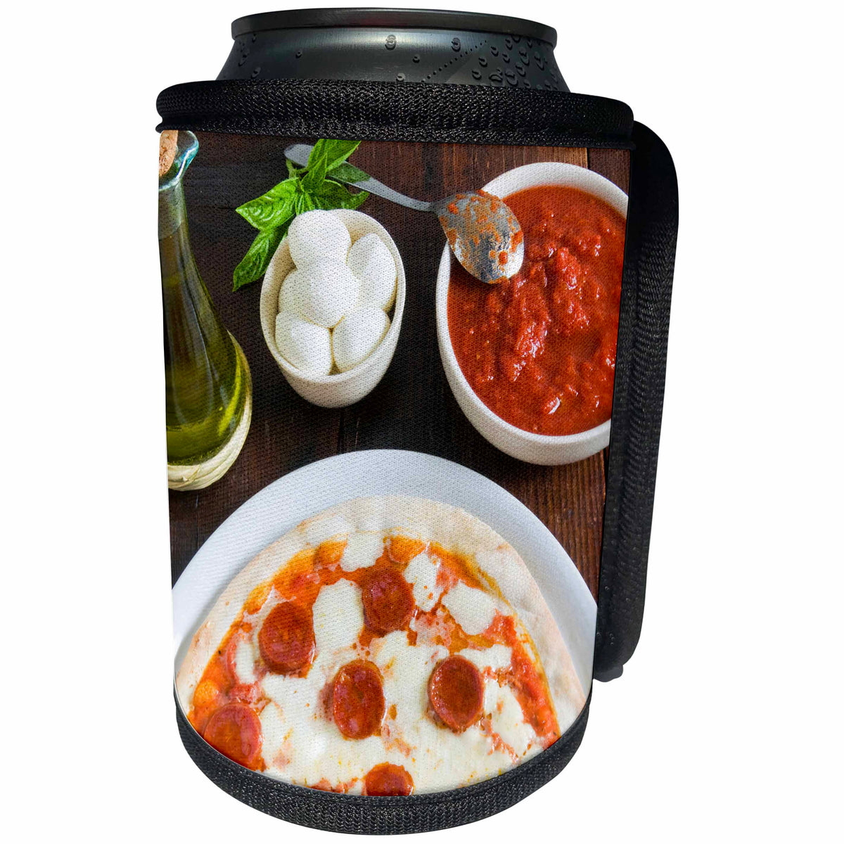 3dRose Danita Delimont - Food - Pepperoni pizza - Can Cooler Bottle Wrap (cc_257732)