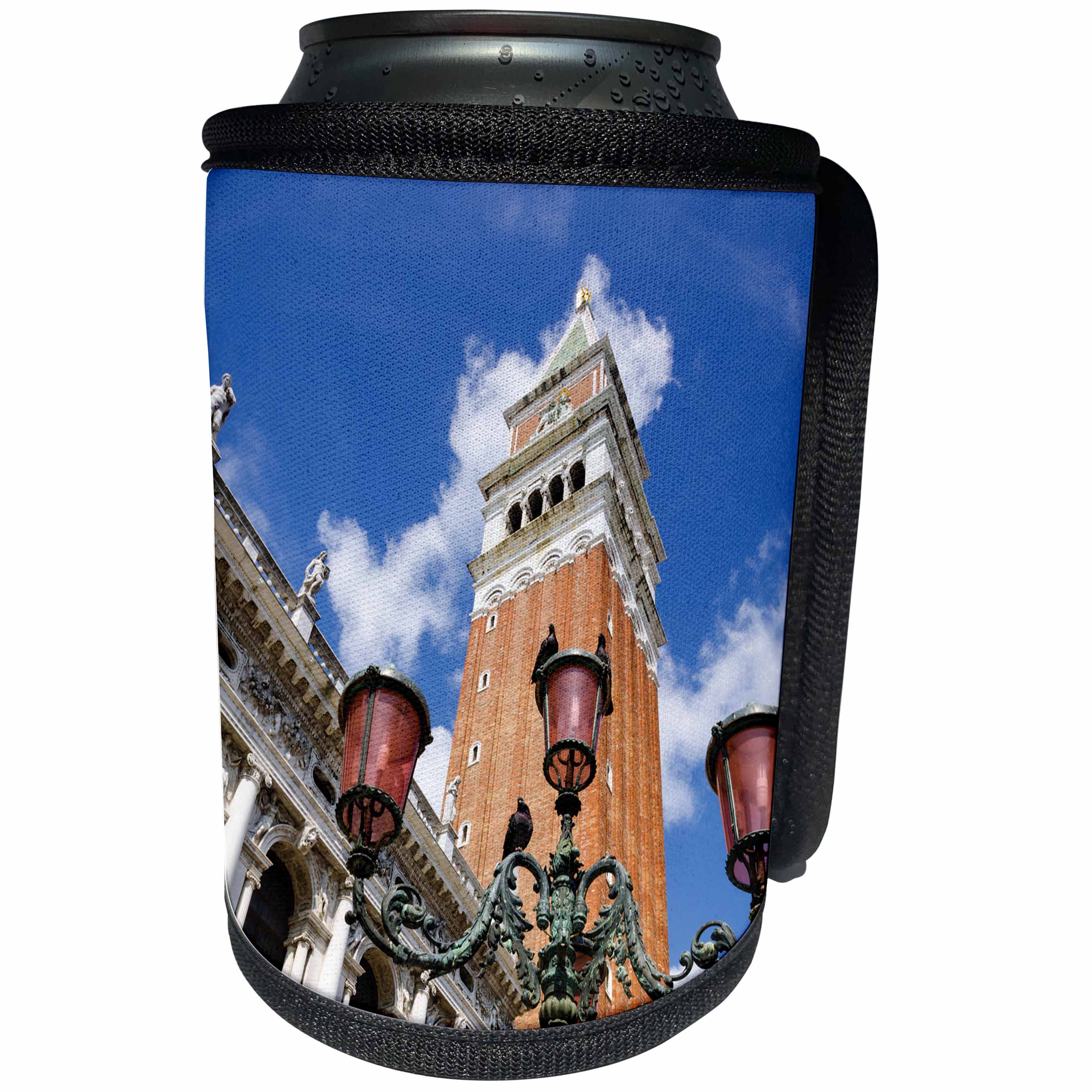 3dRose Danita Delimont - Lamps - St. Marks Basilica bell tower and street lamp, Venice, Veneto, Italy - Can Cooler Bottle Wrap (cc_257736)