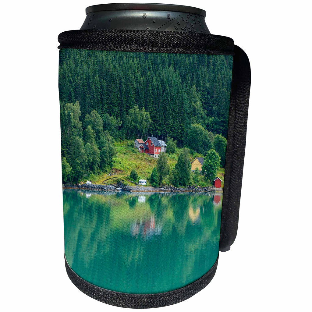 3dRose Danita Delimont - Norway - Wooden Farmhouses. Architecture. Olden. Norway. - Can Cooler Bottle Wrap (cc_257863)