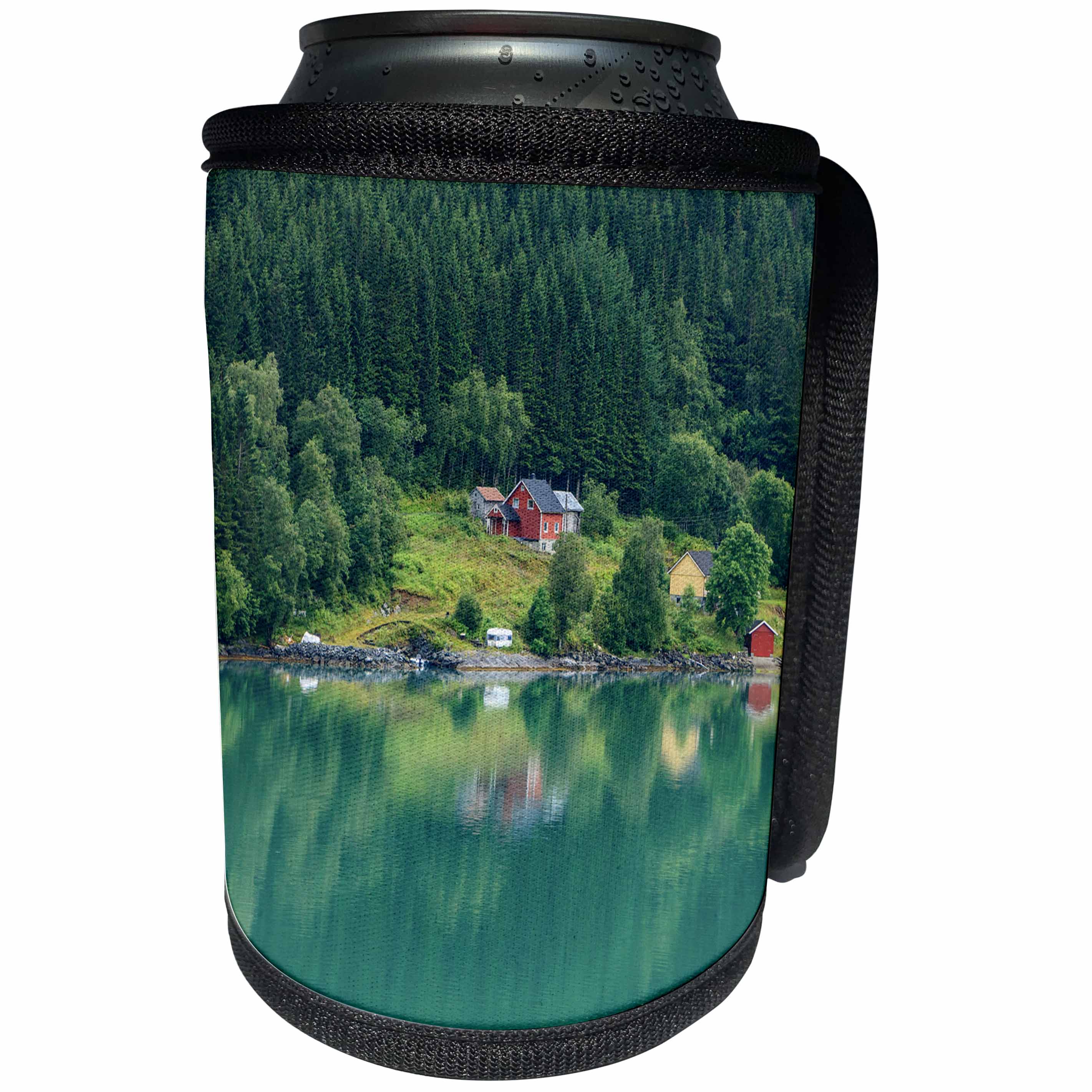 3dRose Danita Delimont - Norway - Wooden Farmhouses. Architecture. Olden. Norway. - Can Cooler Bottle Wrap (cc_257863)