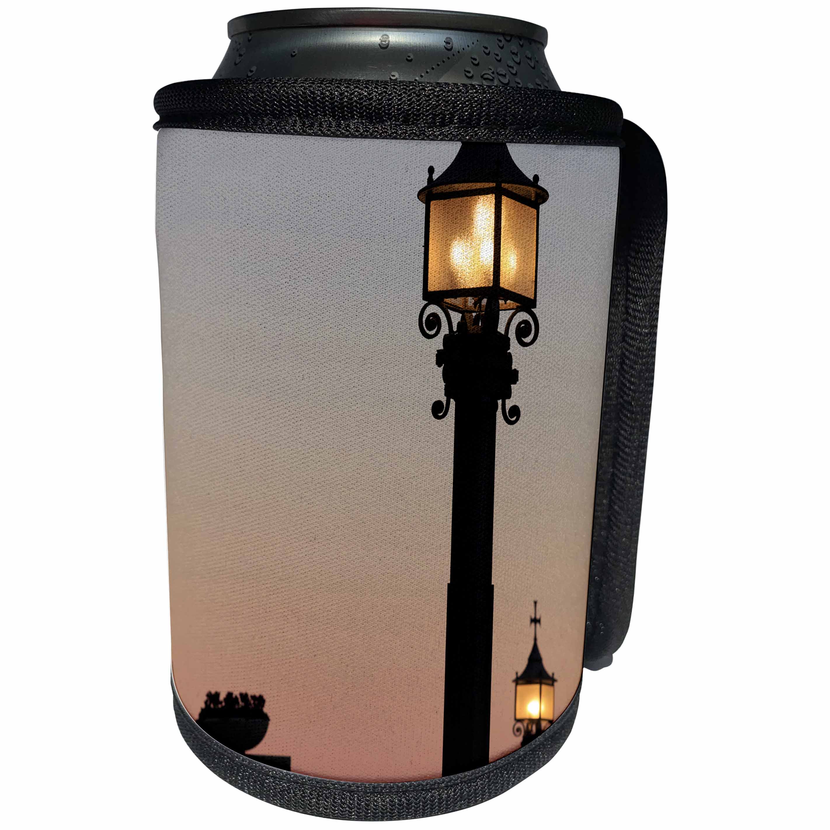 3dRose Danita Delimont - Lamps - Lanterns alight at sunset at Montserrat, Barcelona, Spain - Can Cooler Bottle Wrap (cc_257871)
