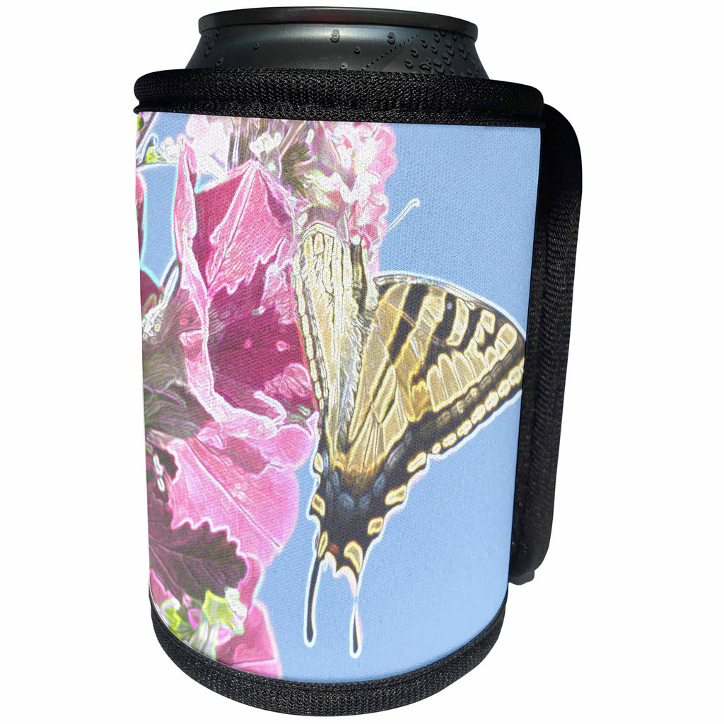 3dRose Patricia Sanders Creations - Butterfly Floral Art - Can Cooler Bottle Wrap (cc_25790)