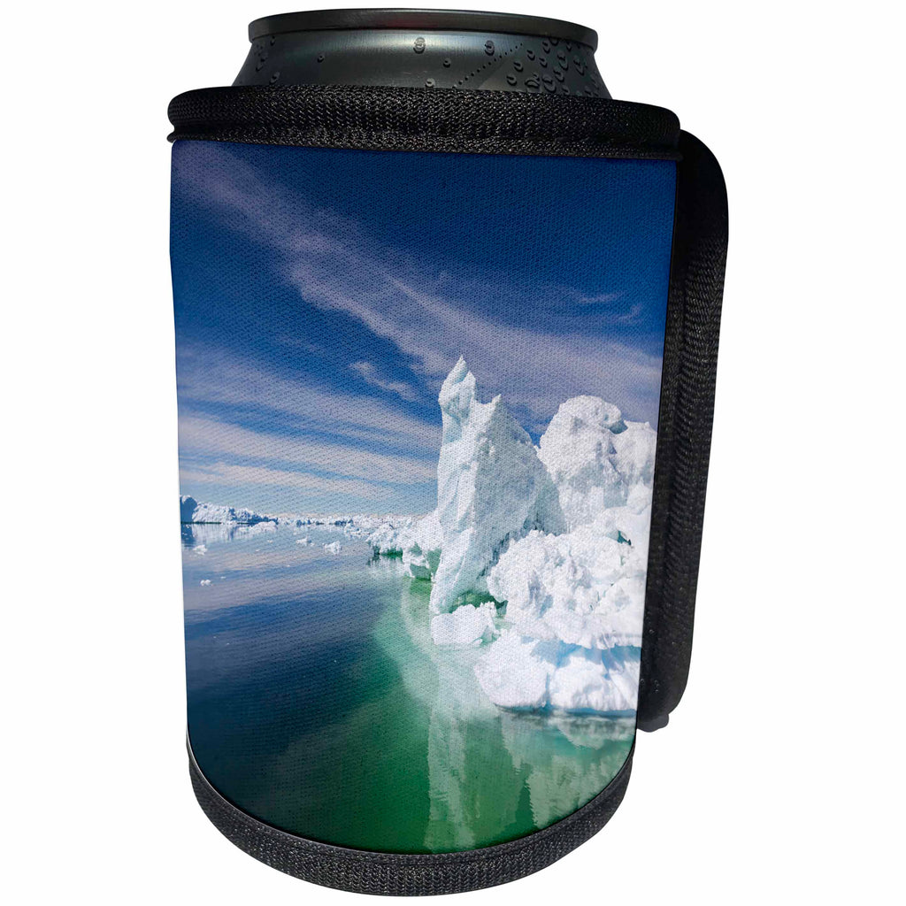 3dRose Danita Delimont - Icebergs - Greenland, Disko Bay, Oqaatsut, floating ice - Can Cooler Bottle Wrap (cc_257977)