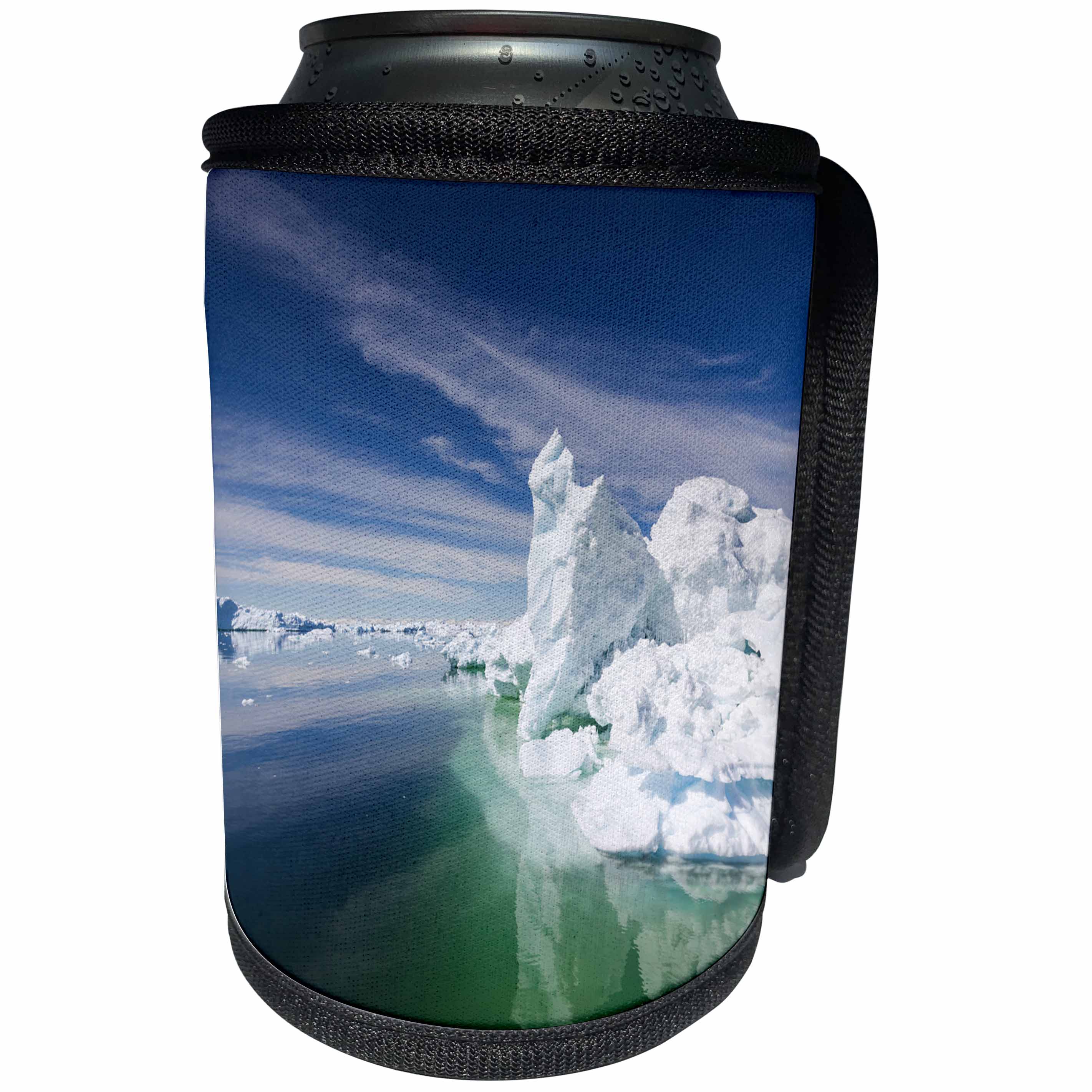 3dRose Danita Delimont - Icebergs - Greenland, Disko Bay, Oqaatsut, floating ice - Can Cooler Bottle Wrap (cc_257977)